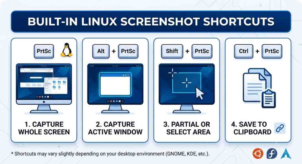 Built-In screenshot shortcut Linux