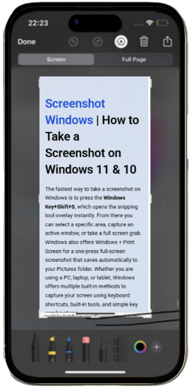 screenshot on iPhone​